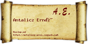 Antalicz Ernő névjegykártya